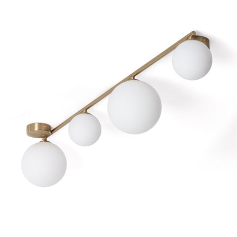 EFECTOLED Lampadario in Metallo e Vetro Moonlight Brass 4 punti luce Bianco