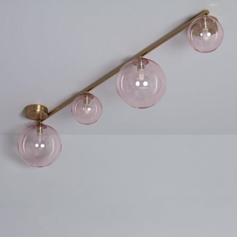 EFECTOLED Lampadario in Metallo e Vetro Moonlight Brass 4 punti luce Bianco