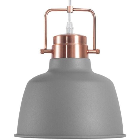 Lampadario in Metallo Grigio e Rame con Paralume a Campana 179 cm Narmada