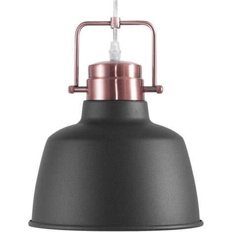 Lampadario in Metallo grigio grafite e Rame con Paralume a Campana 179 cm Narmada