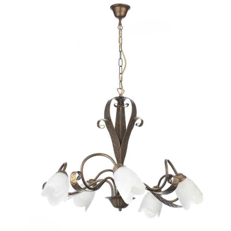 Onli 4240/5 Lampadario, Marrone, metallovetro