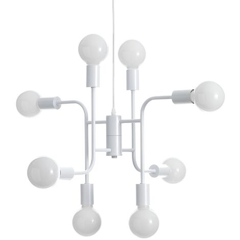 Lampadario in metallo verniciato bianco opaco cm. H.43 x L.59 x P.59