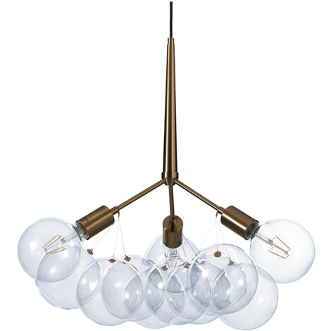 Lampadario in metallo verniciato ottone anticato opaco cm. Ø.60 H.60