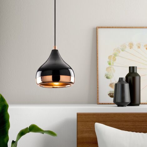 Lampadario in rame nero con corpo in ferro per soggiorno moderno