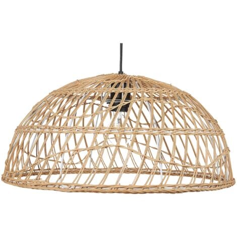 Lampadario in rattan beige naturale 123 cm con paralume Ravine