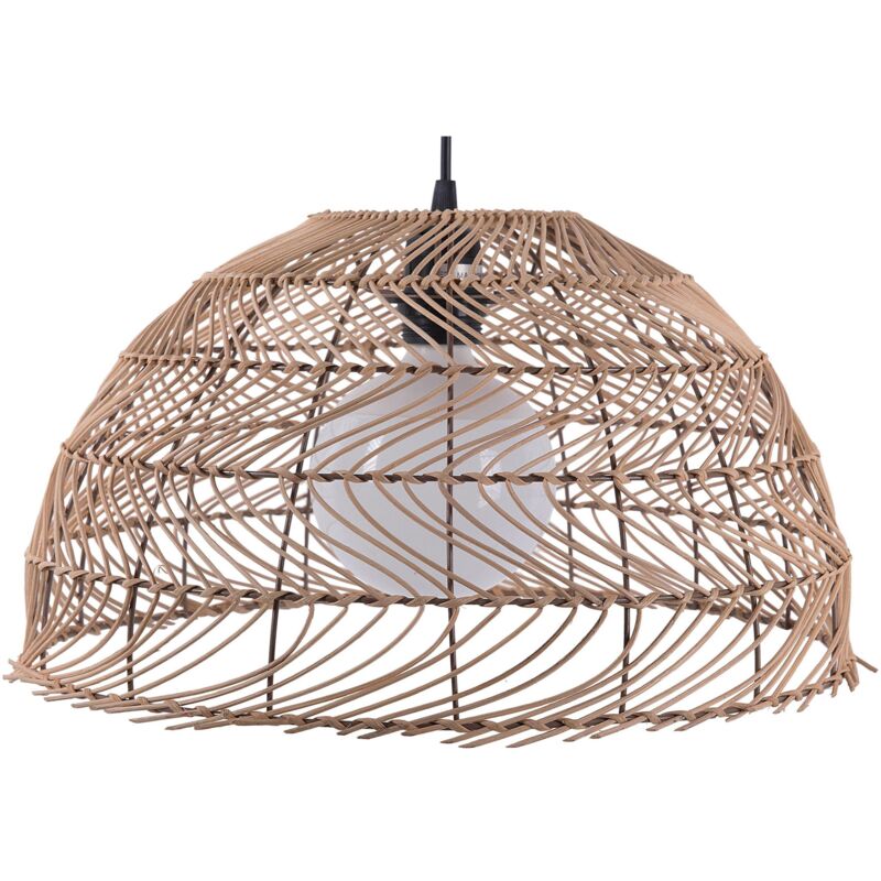 Lampadario con Paralume Semisferico Rattan Marrone Chiaro Stile Etnico Selenge