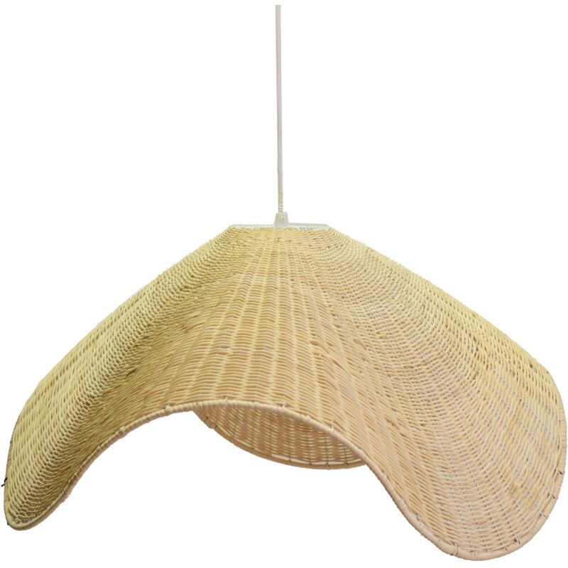 Lampadario in rattan sbiancato con attaccocm