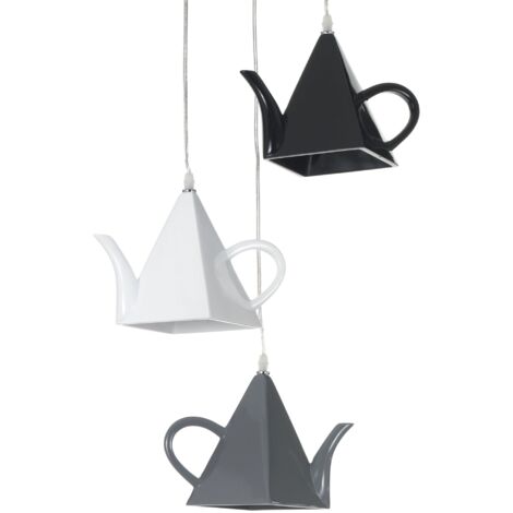 Lampadario in resina nero, bianco e grigio cm.13x13 H18