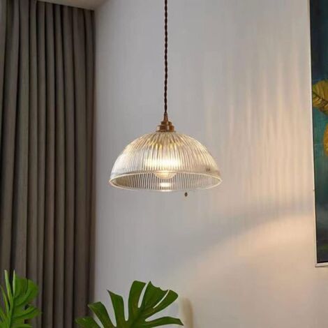 Lampadario in vetro creativo a forma di ciotola, paralume a sospensione in vetro a strisce creativo, plafoniere con sorgente luminosa E27-RAPANDA