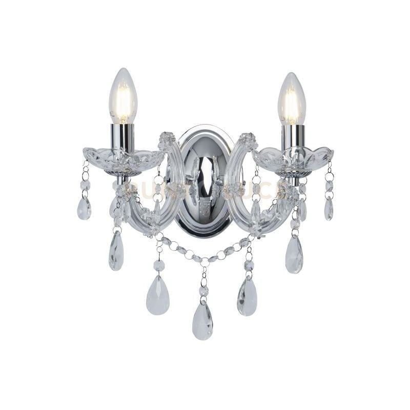 Applique Classica Marie Therese Acciaio Cromo Vetro 2 Luci E14