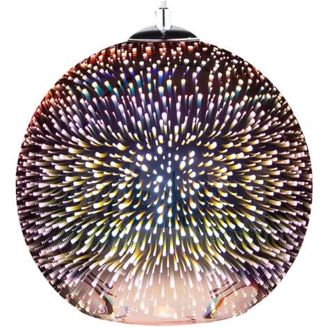 Lampadario in Vetro Ramato con Paralume Sferico Effetto 3D Sessera