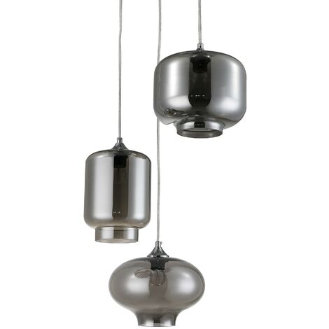 Lampadario in vetro specchiato fumÃ¨ cm. H126 Ø47
