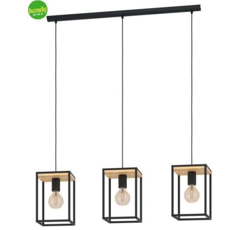 Lampadario Industrial Libertad 3 Luci Metallo Nero E Marrone