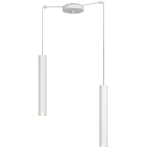 Lampadario Industrial-Minimal Xeana Metallo Bianco 2 Luci Gu10