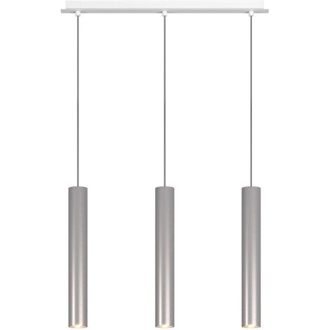 Lampadario Industrial-Minimal Xeana Metallo Bianco Alluminio 3 Luci Gu10