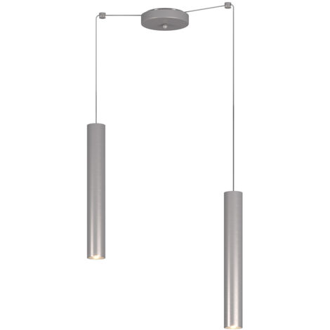 Lampadario Industrial-Minimal Xeana Metallo Grigio 2 Luci Gu10