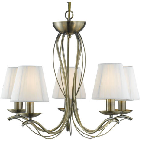 Lampadario Industrial-Nordico Andretti Acciaio Ottone 5 Luci E14