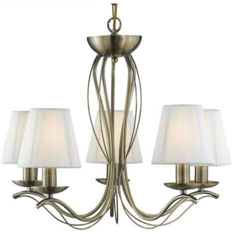 Lampadario Industrial-Nordico Andretti Acciaio Ottone 5 Luci E14