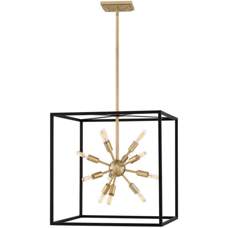 Lampadario Industrial Nordico Aros Acciaio Nero Ottone 12 Luci E14