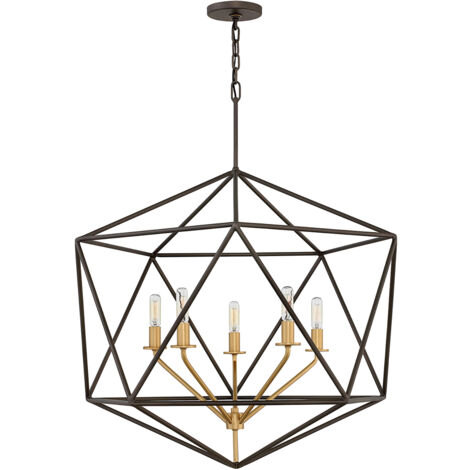 Lampadario Industrial Nordico Astrid Metallo Bronzo Opaco 5 Luci E14
