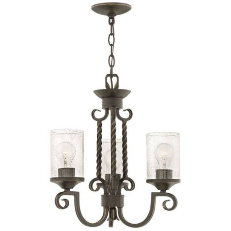 Lampadario Industrial Nordico Casa Alluminio Nero Antico Vetro 3 Luci E27