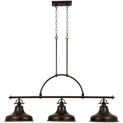 Lampadario Industrial Nordico Emery Metallo Bronzo Palladiano 3 Luci E27