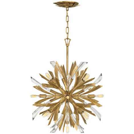 Lampadario Industrial Nordico Vida Acciaio Oro Brunito Piccolo 13 Luci E14