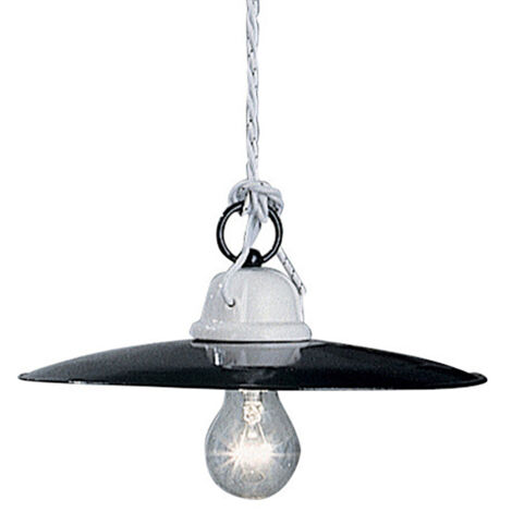 Lampadario Industrial Potenza Ferro E Ceramica Nero Diam. 25Cm 1 Luce E27