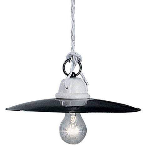 Lampadario Industrial Potenza Ferro E Ceramica Nero Diam. 35Cm 1 Luce E27