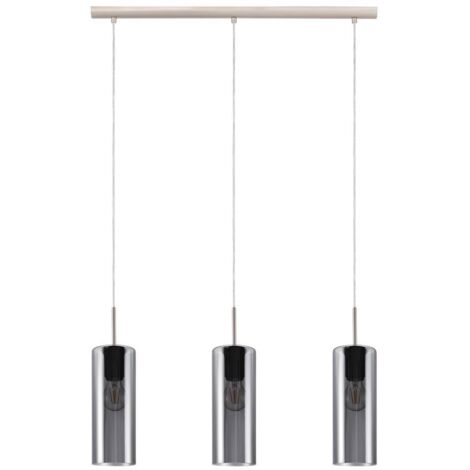 Lampadario Industrial Selvino 3 Luci Acciaio Grigio Opaco Diffusore Nero