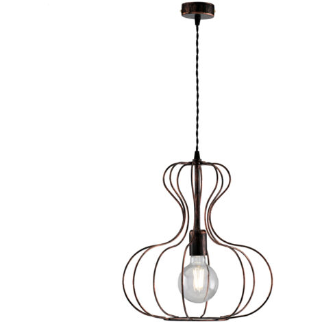 Lampadario industrial sospensione in ferro Nero e Rame urban 35x h40 cm