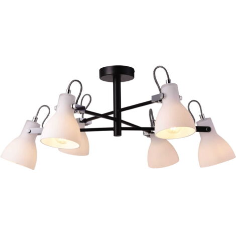 Lampadario industriale 6 luci nero/bianco Kaja KANTI K-8109