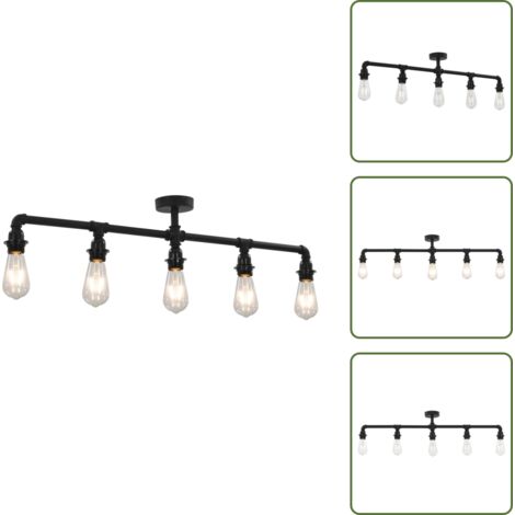 Lampadario industriale - vidaXL Lampadario Nero per 5 Lampadine E27 - Lampadario per interni