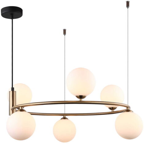 Lampadario Italux Amily moderno oro 6 luci G9 vetro