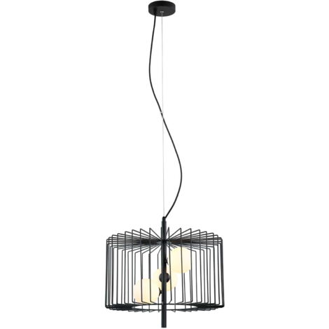 Lampadario Italux Daren moderno nero con vetro bianco 3xG9