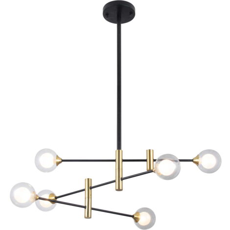 Lampadario Italux Marino moderno nero ottone vetro 6xG9