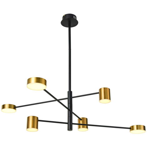 Lampadario Italux Remdal LED 26W nero oro 6 luci 3000K
