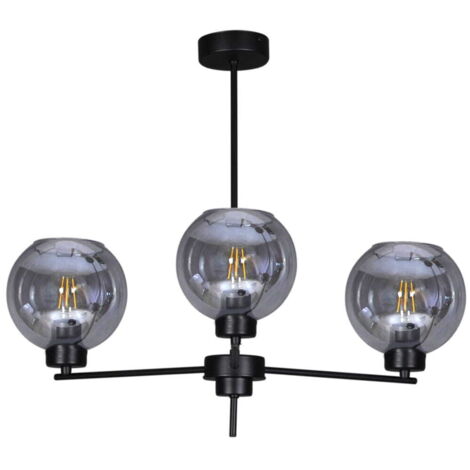 Lampadario Kaja Aldar 3 luci vetro fumé nero Ø65 E27