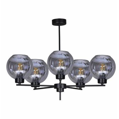 Lampadario Kaja Aldar K-4852 5 luci vetro fumé nero