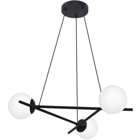 Lampadario Kaja Arton K-4966 nero vetro bianco E27
