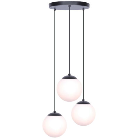 Lampadario Kaja Camina K-4746 3 sfere vetro nero/bianco