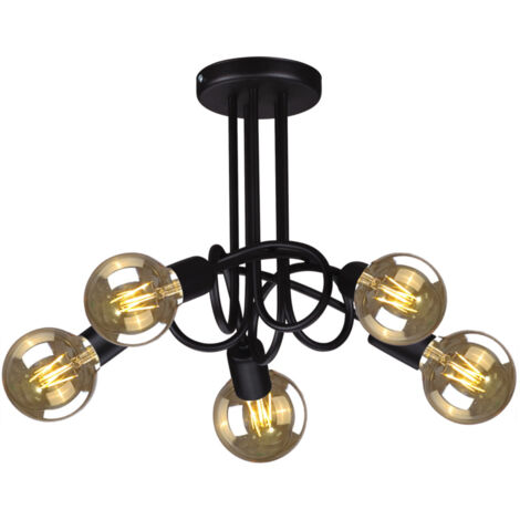 Lampadario Kaja DEZE K-3621 metallo nero 5xE27 dimmerabile