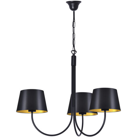 Lampadario Kaja Sasto 3 luci E27 nero/oro Ø65cm regolabile