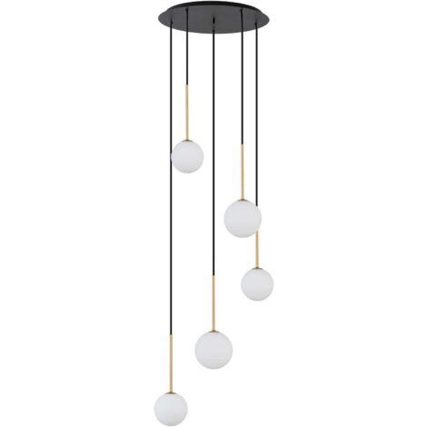Lampadario KARO Nowodvorski nero oro sfere bianche G9