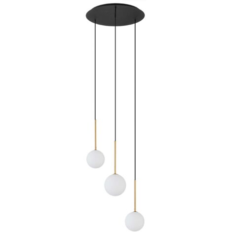 Lampadario KARO Nowodvorski nero oro sfere bianche G9