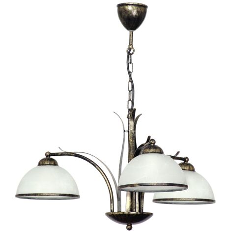 Lampadario Korfu oro patinato 3 vetri E27 15W Luminex