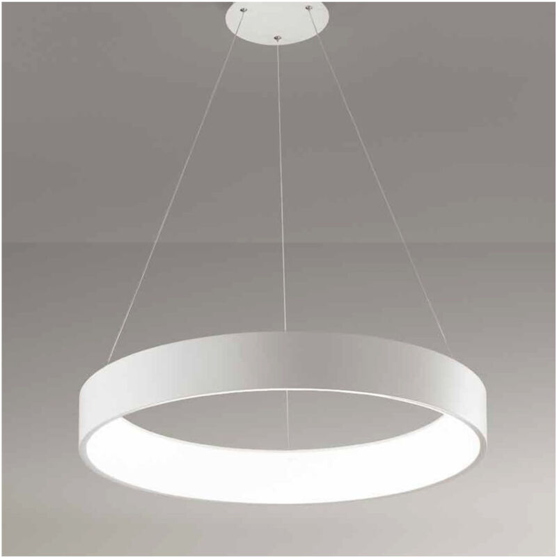 Lampadario Lampada Anello Argento 45cm Luce Led Soffitto Sospensione Pendente - - Trade Shop Traesio
