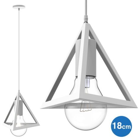 Lampadario Lampada Sospensione Piramide 18cm Design Moderno Paralume Bianco