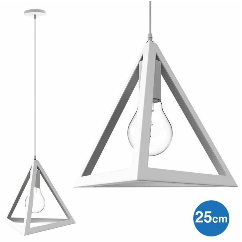 Lampadario Lampada Sospensione Piramide 25cm Design Moderno Paralume Bianco - - Trade Shop Traesio