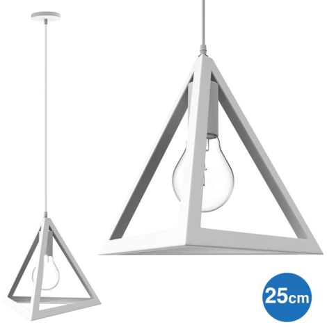 Lampadario Lampada Sospensione Piramide 25cm Design Moderno Paralume Bianco